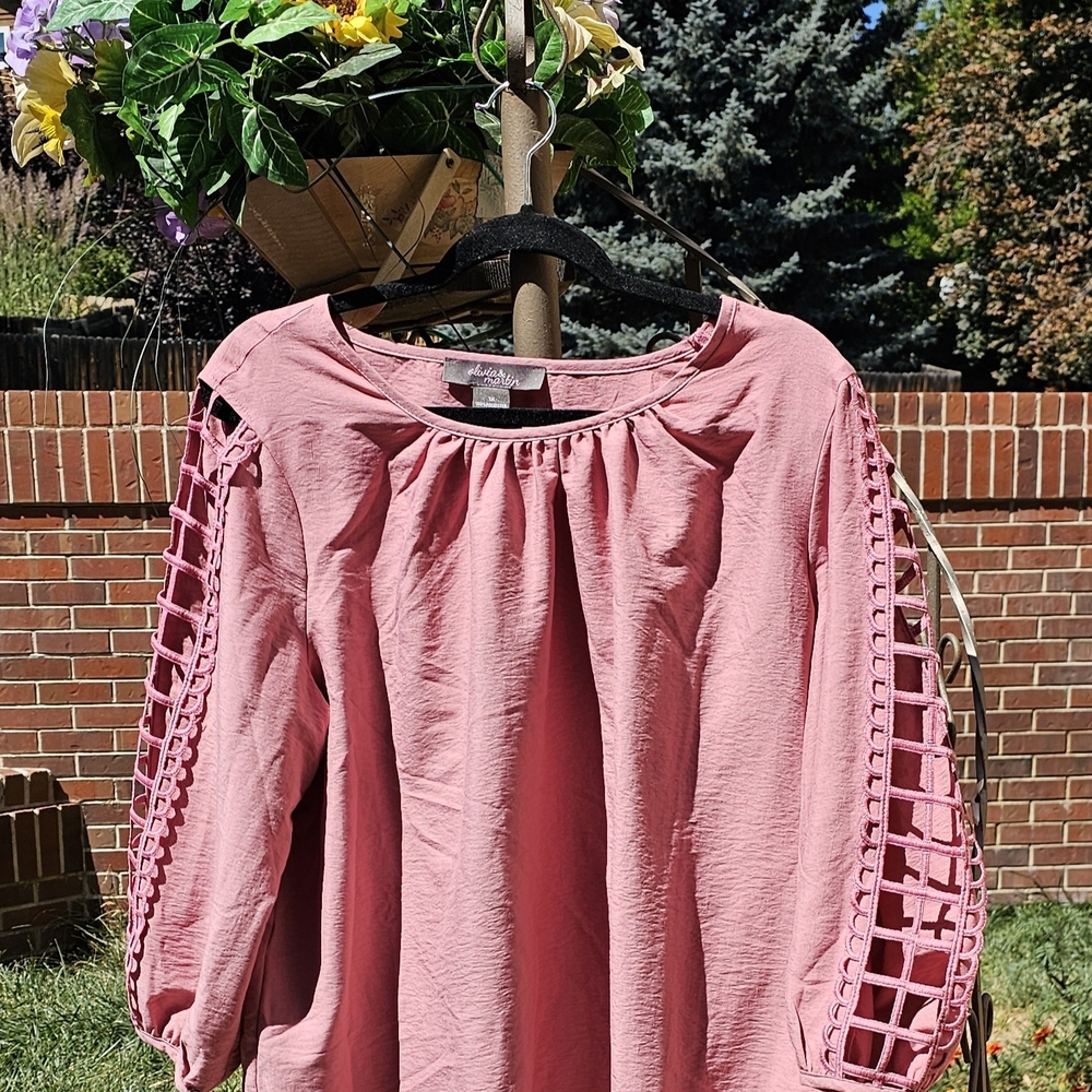 Pink Blouse with Lattice Sleeves